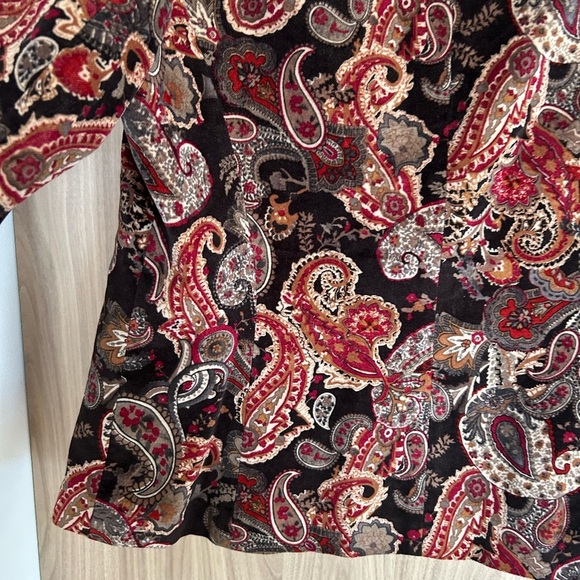 Talbots Blazer Velvet Jacket Size 14 Paisley Lined Cotton Silk 1 Button Vintage - Picture 7 of 8